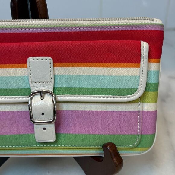 Coach Hampton Multi Color Striped Pouch Clutch Wristlet - Picture 4 of 16